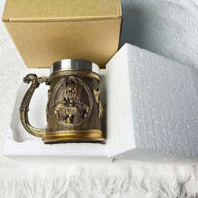 Caneca Viking 3D de Aço Inoxidável - Estilo Medieval