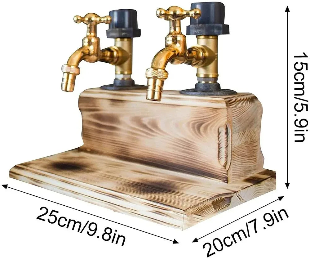 Dispenser de Bebidas em Formato de Torneira de Madeira - Presente para Bar