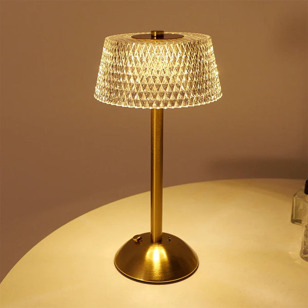 Luminária de Mesa Recarregável Touch com Cúpula de Vidro