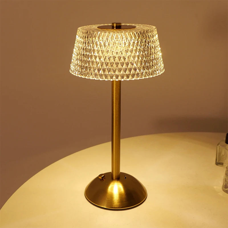 Luminária de Mesa Recarregável Touch com Cúpula de Vidro