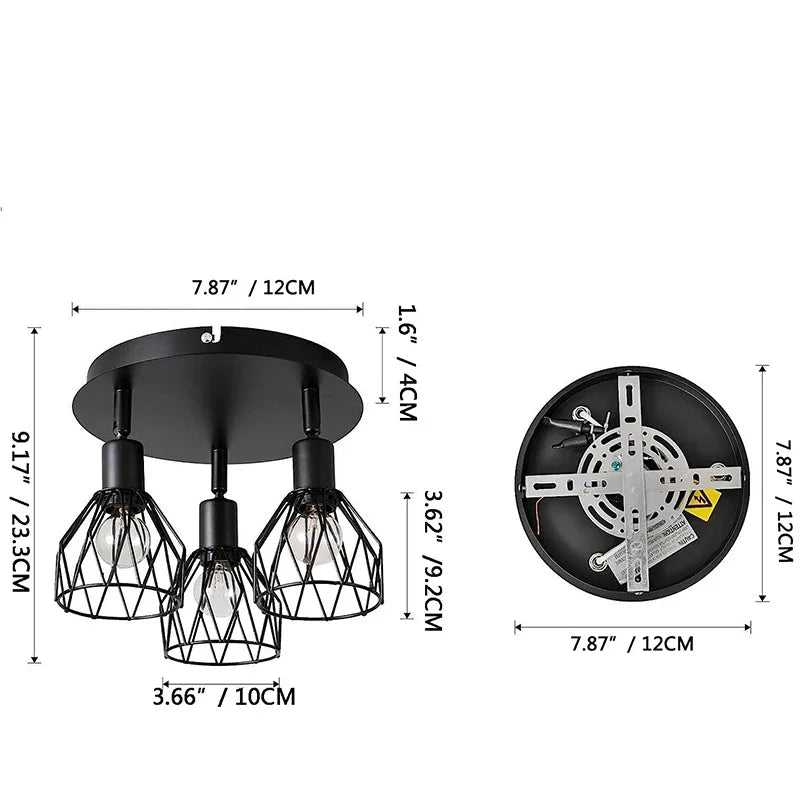 Luminária de Teto Industrial Americana 3 Focos