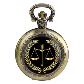 Relógio de Bolso Vintage com Corrente - Justiça e Equidade