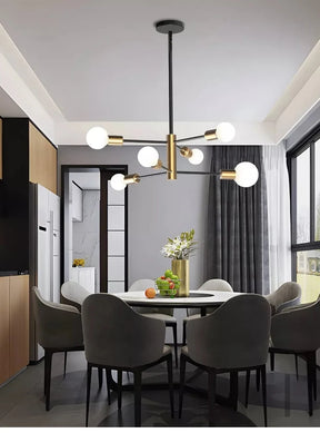 Lustre Sputnik Nórdico Preto LED - Pendente Moderno para Sala