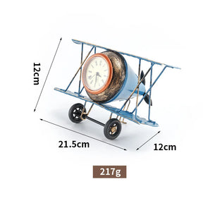 Estilo retro despertador decorativo, mesa, metal, pequeno, avião, sala de estar, mesa, vintage, antiquado