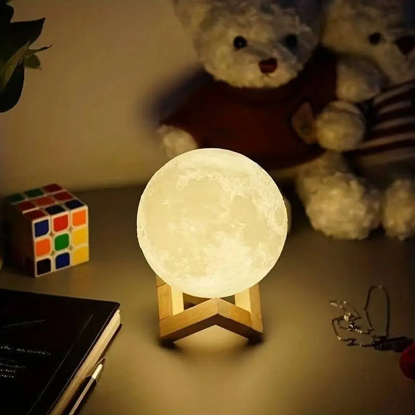 Luminária Lua LED 3D com Luz Quente