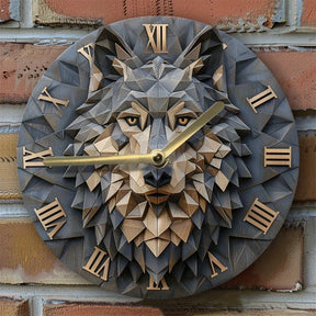 Relógio de parede silencioso com tema lobo, decoração DIY, presente do dia do pai, decoração de cozinha verão, desenho do artista, efeitos 2D