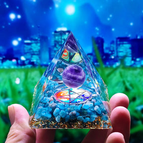 Pirâmide de Cristal Ametista Natural - Gerador de Energia Orgonite