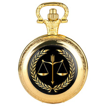 Relógio Quartz de Bolso com Corrente Fob para Homens e Mulheres, Requintado Equilíbrio de Justiça e Equidade, Colar De Cúpula De Vidro, Presentes Pingente