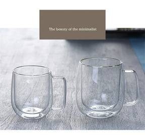 Caneca de Vidro Borossilicato Dupla Parede 150-350ml