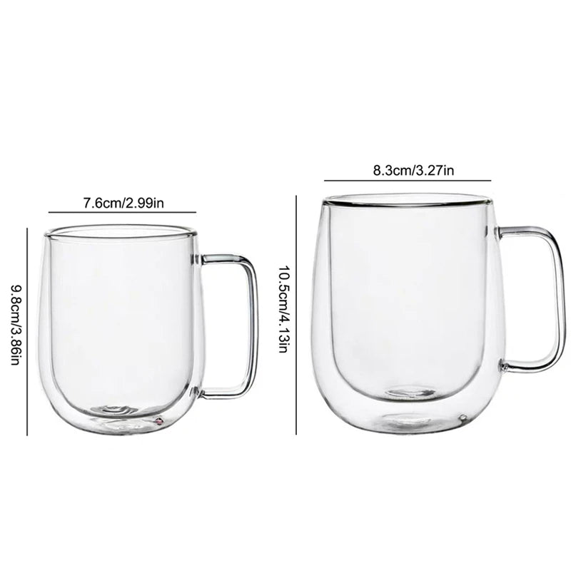 Caneca de Vidro Borossilicato Dupla Parede 150-350ml