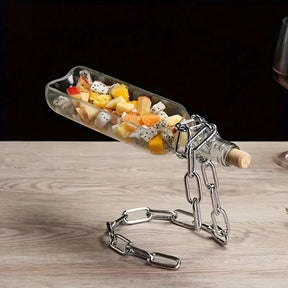 Suporte de Vinho em Corrente de Ferro - Design Criativo para Casa e Cozinha