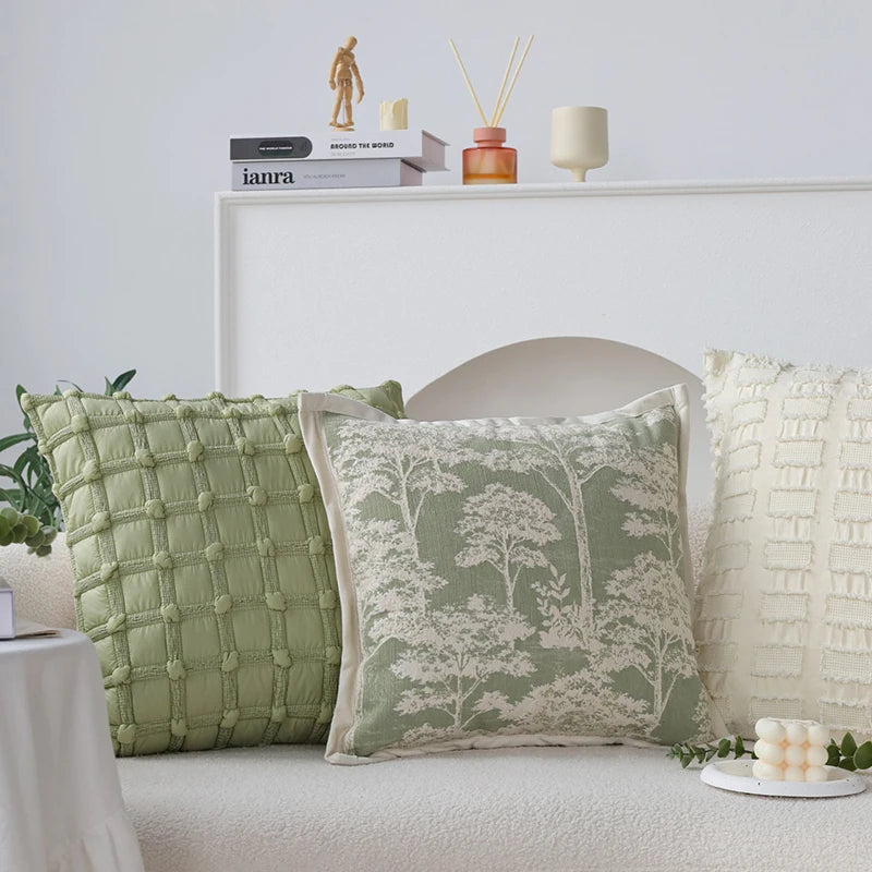 Capa de Almofada Jacquard Verde Matchá para Sofá