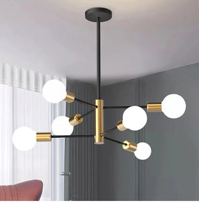 Lustre Sputnik Nórdico Preto LED - Pendente Moderno para Sala