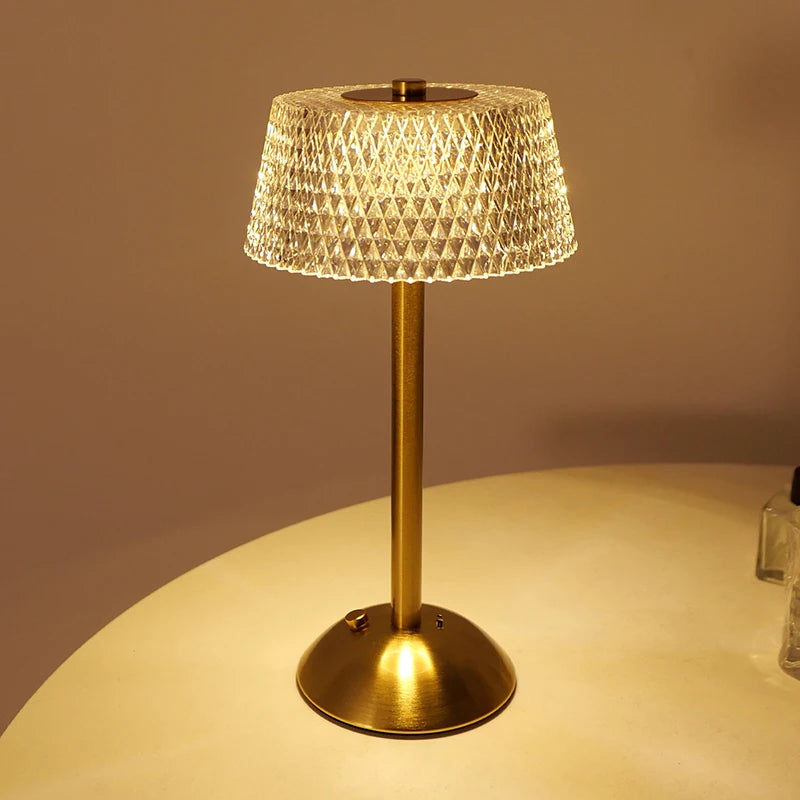 Luminária de Mesa Recarregável Touch com Cúpula de Vidro
