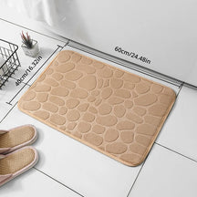 Pebble Embossed Coral Velvet Banheiro Antiderrapante Mat, Tapete Pequeno de Secagem Rápida Doméstica, Tapetes Laváveis à Máquina