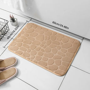 Pebble Embossed Coral Velvet Banheiro Antiderrapante Mat, Tapete Pequeno de Secagem Rápida Doméstica, Tapetes Laváveis à Máquina