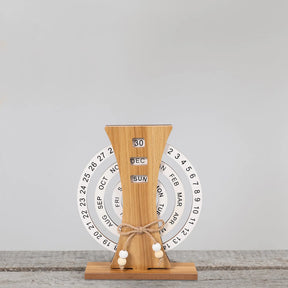 Calendário Perpétuo de Madeira Elegante para Mesa