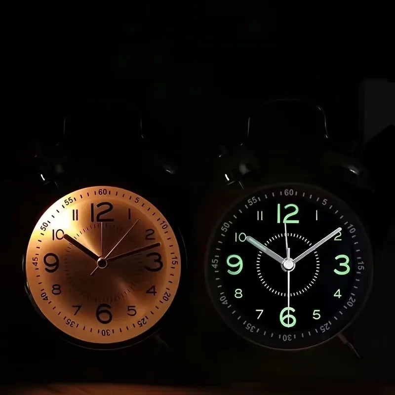 Relógio Despertador Clássico com Luz Noturna e Duplo Sino