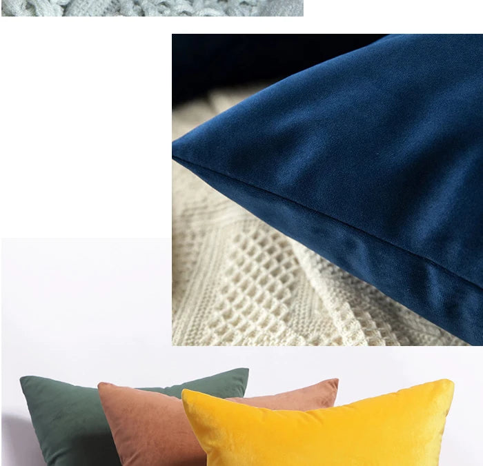Capa de Almofada de Veludo Azul Marinho Estilo Nórdico