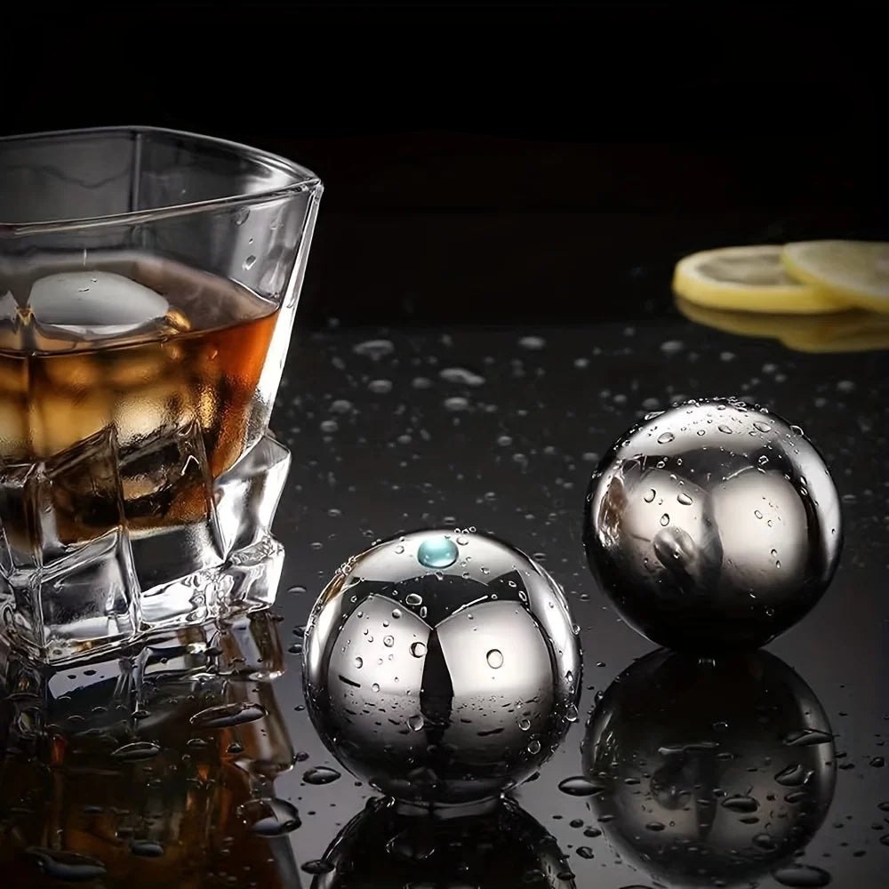 Bolas de Gelo em Aço Inoxidável para Whisky - Resfriamento Rápido