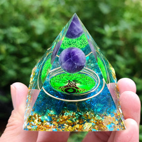 Pirâmide de Cristal Ametista Natural - Gerador de Energia Orgonite