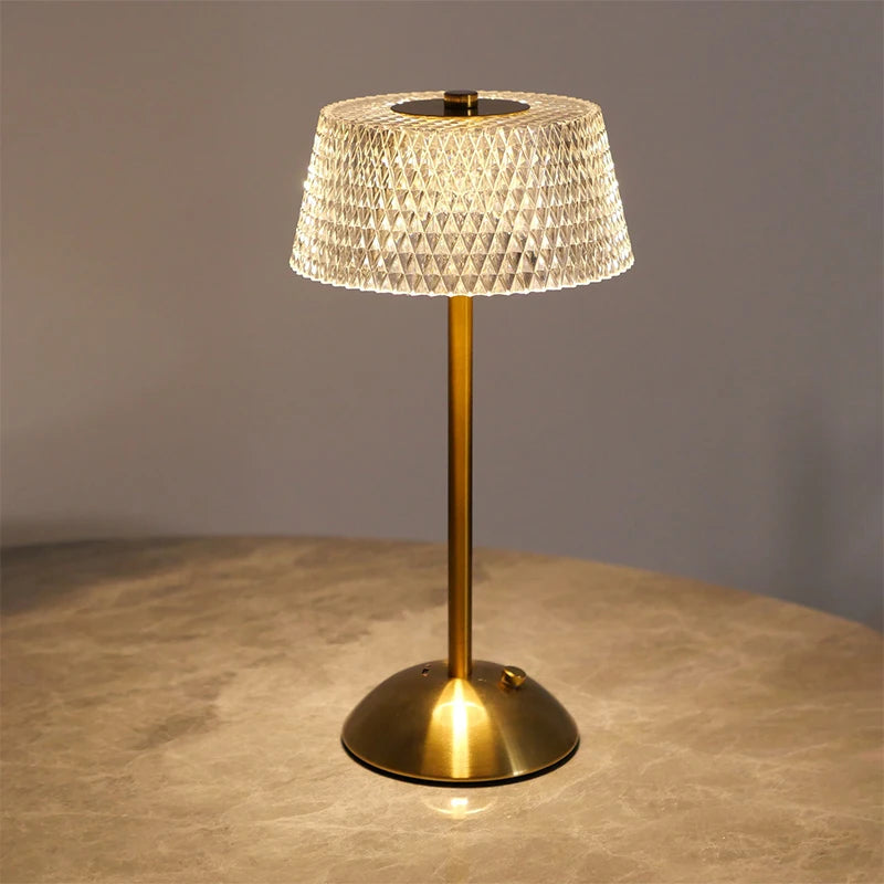 Luminária de Mesa Recarregável Touch com Cúpula de Vidro