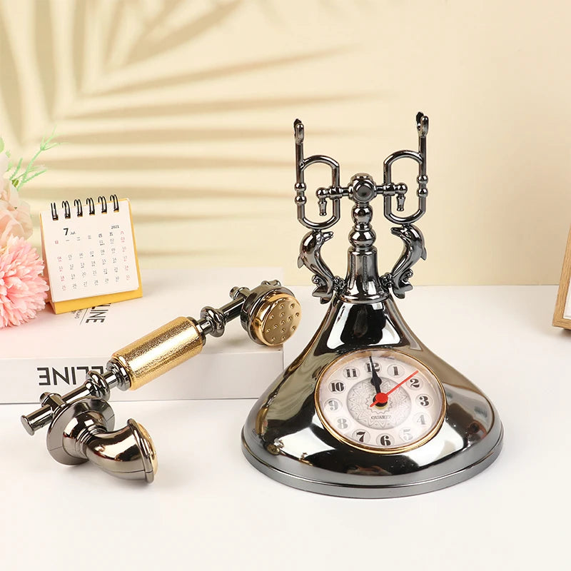 Relógio Despertador Retro de Mesa - Estilo Telefone Vintage