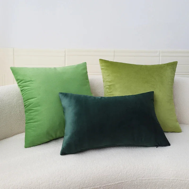 Capa de Almofada Veludo Verde Nórdica para Sofá
