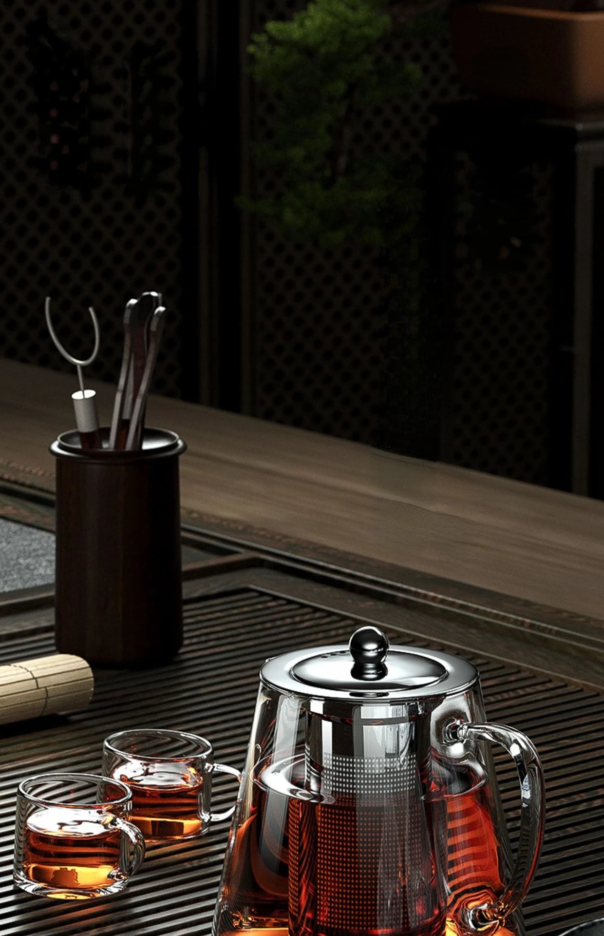 Bule de Vidro Resistente com Infusor de Chá Inox