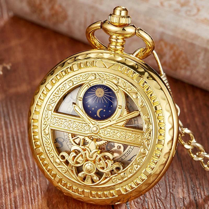 Relógio de Bolso Mecânico Vintage com Design Steampunk