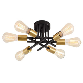 Lustre Sputnik Preto Semi-Embutido - Estilo Mid Century