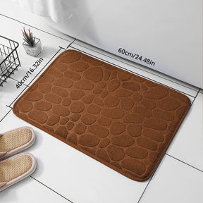 Pebble Embossed Coral Velvet Banheiro Antiderrapante Mat, Tapete Pequeno de Secagem Rápida Doméstica, Tapetes Laváveis à Máquina