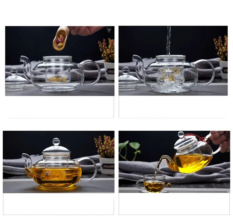 Bule de Vidro Borosilicato Resistente ao Calor 400ml/1000ml