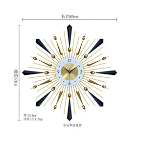 Luxo 3d grande relógio de parede design moderno sala estar estética moderna metal arte mecanismo relógio parede reloj decoração para casa