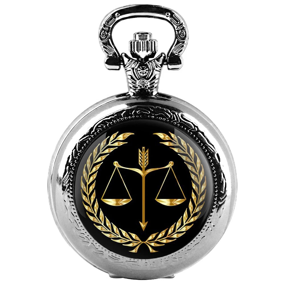 Relógio de Bolso Vintage com Corrente - Justiça e Equidade