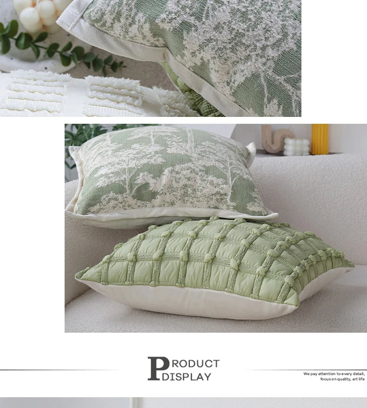 Capa de Almofada Jacquard Verde Matchá para Sofá