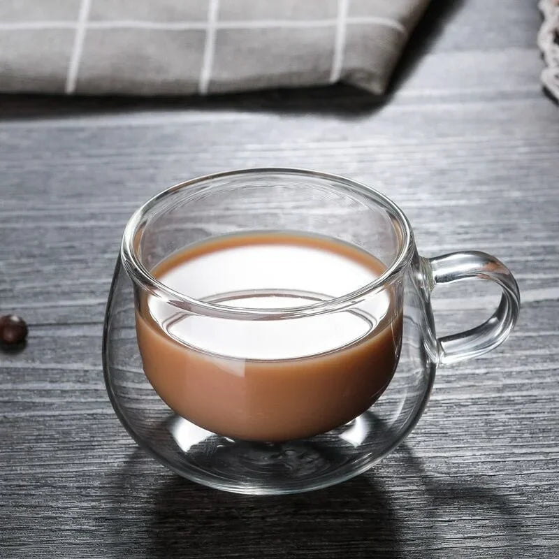 Caneca de Vidro Borossilicato Dupla Parede 150-350ml