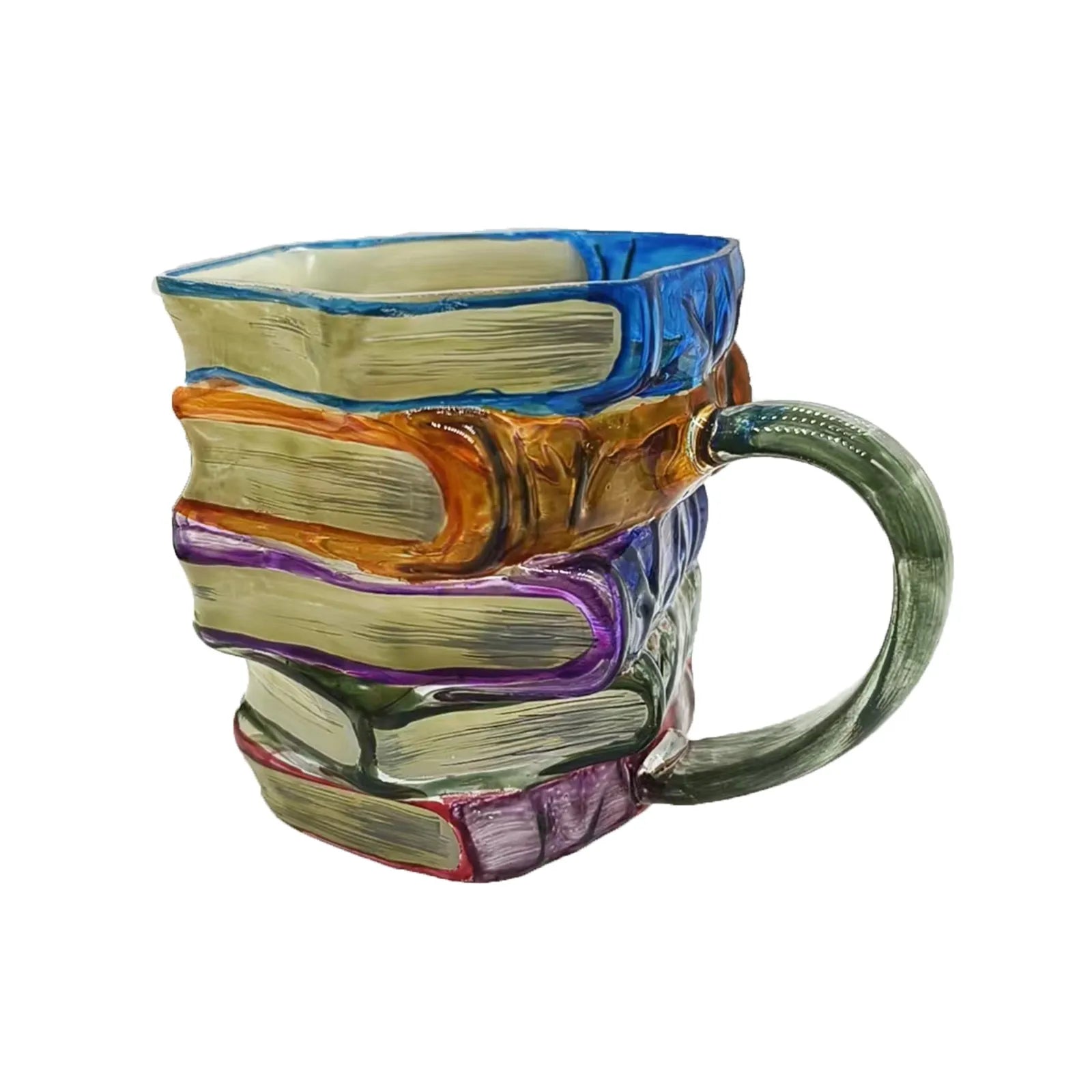 Caneca de Vidro Empilhável com Design de Livros 3D