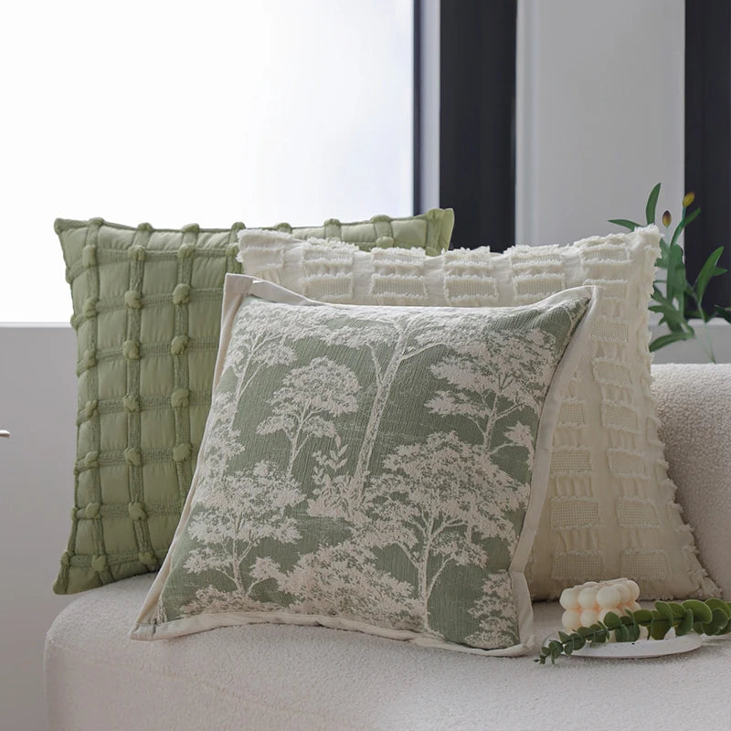 Capa de Almofada Jacquard Verde Matchá para Sofá