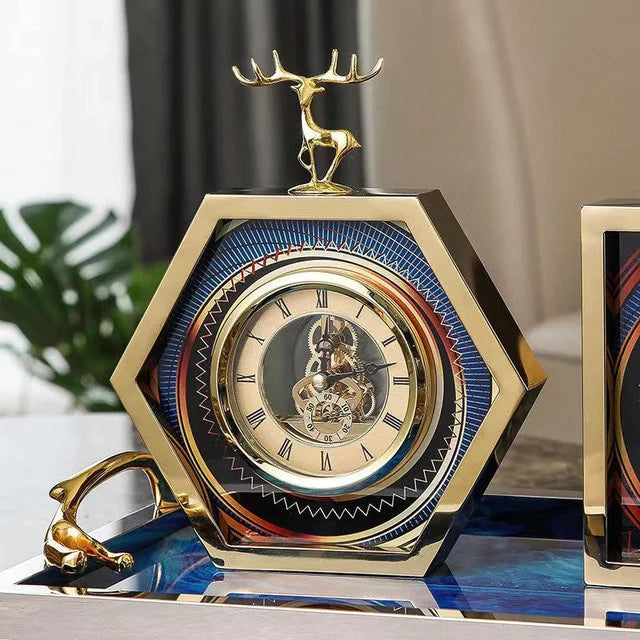 Relógio de mesa do vintage para decoração de casa ouro pássaro metal estilo antigo retro relógios de mesa decoração para casa natal presente aniversário