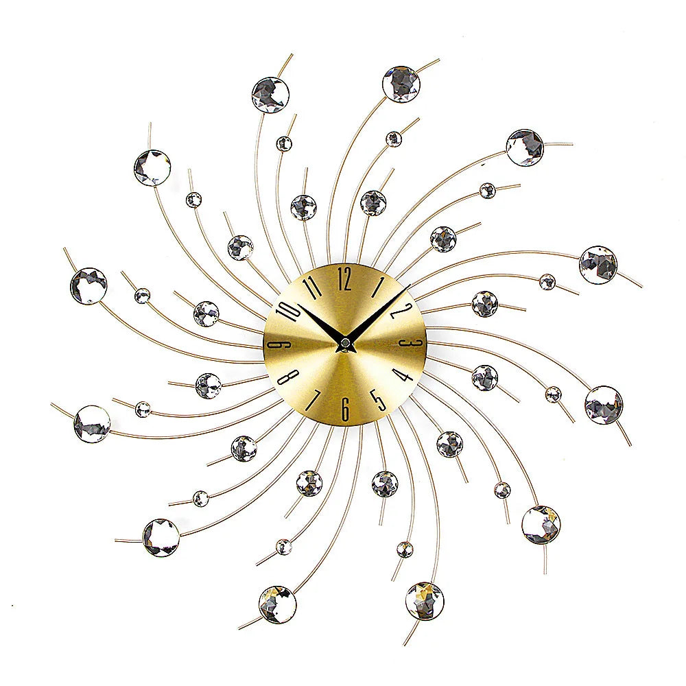 Criativo parede pendurado relógio de ferro, mudo metal diamante strass, venda quente, moda, 50cm x 50cm