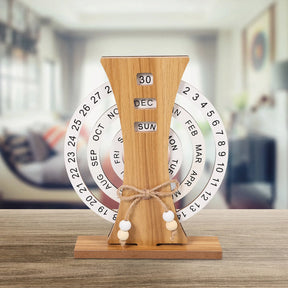 Calendário Perpétuo de Madeira Elegante para Mesa