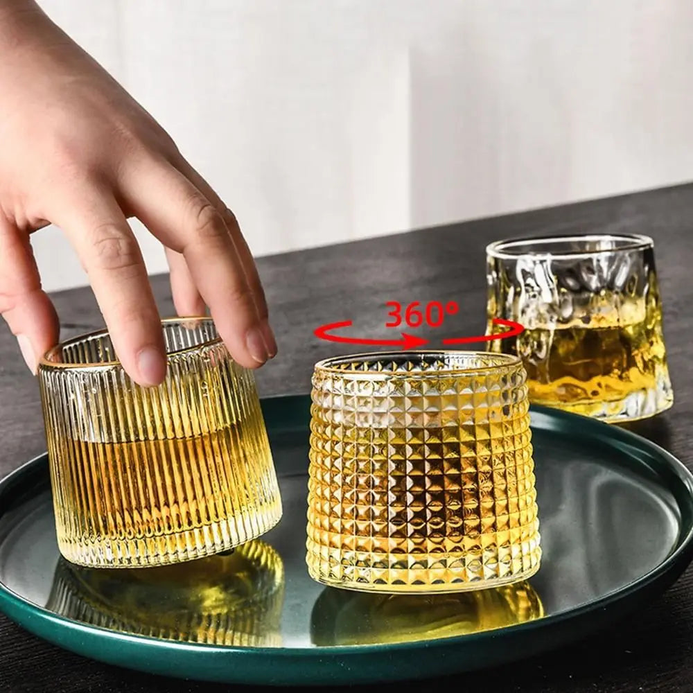 Copo de Whisky Giratório 360° em Cristal - Base Rotativa