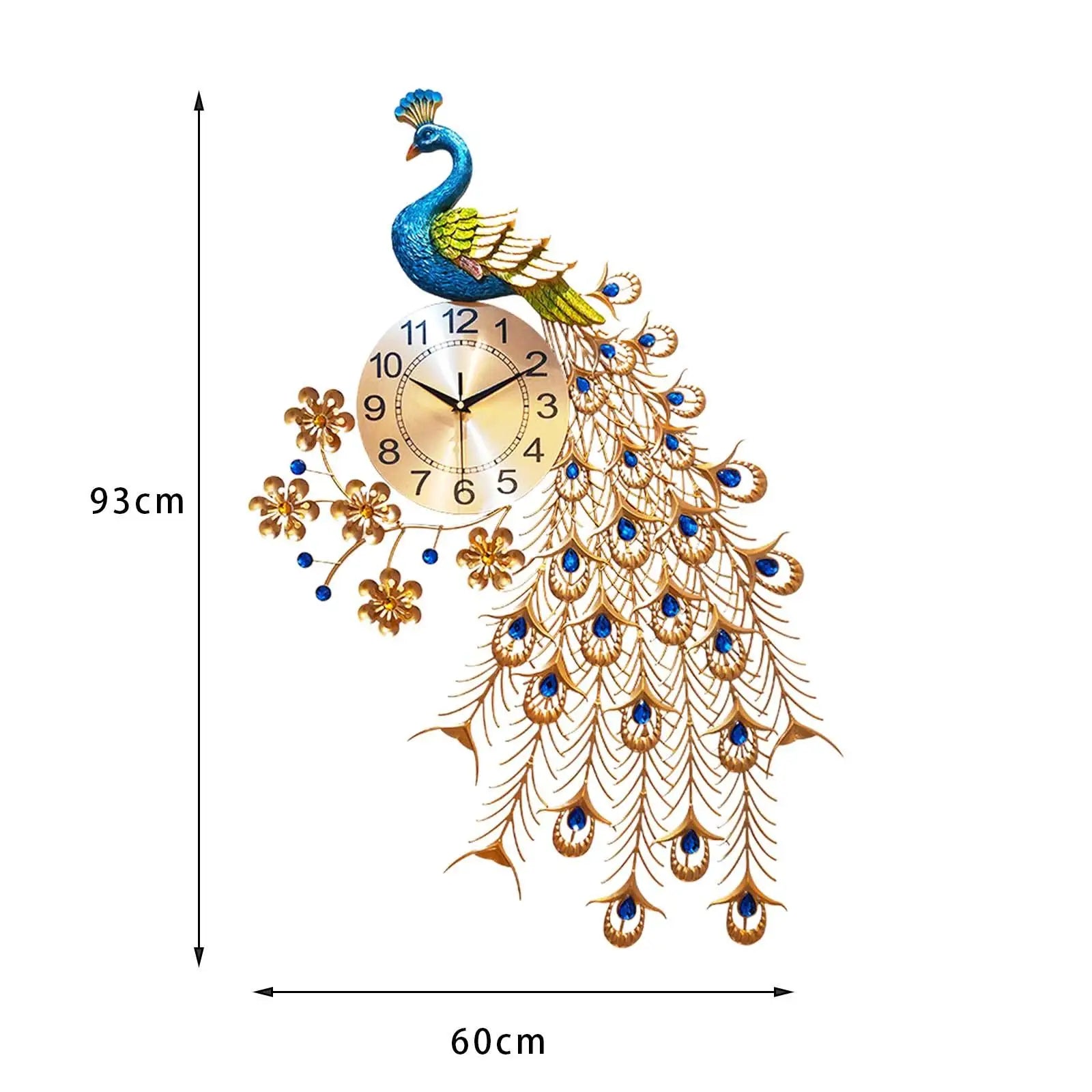 Relógio de Parede Pavão Silencioso - Arte Moderna Decorativa