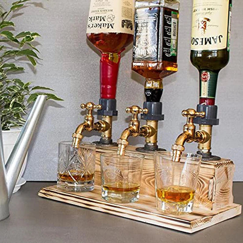 Dispenser de Bebidas em Formato de Torneira de Madeira - Presente para Bar