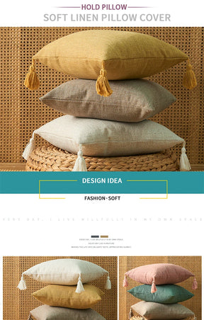 Capa de Almofada Linho Decorativa para Sofá e Sala