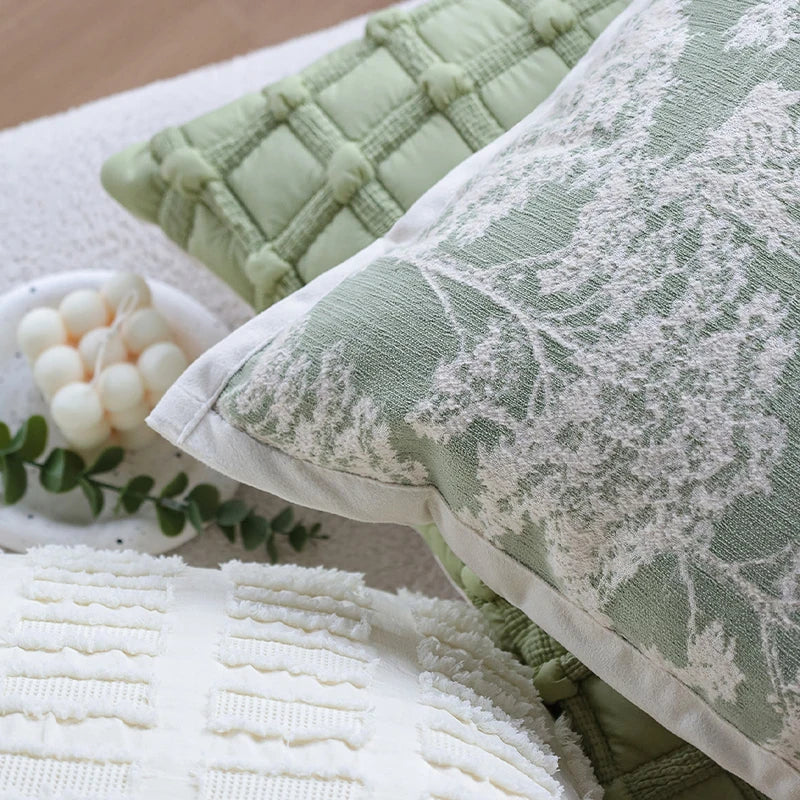 Capa de Almofada Jacquard Verde Matchá para Sofá