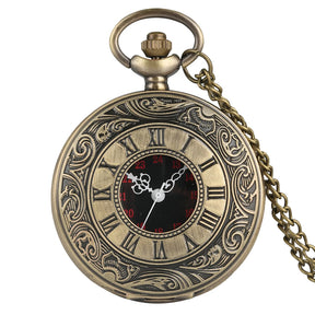 Preto numerais romanos relógio de bolso de quartzo preto feminino caso oco steampunk vintage pingente colar melhores presentes para homem