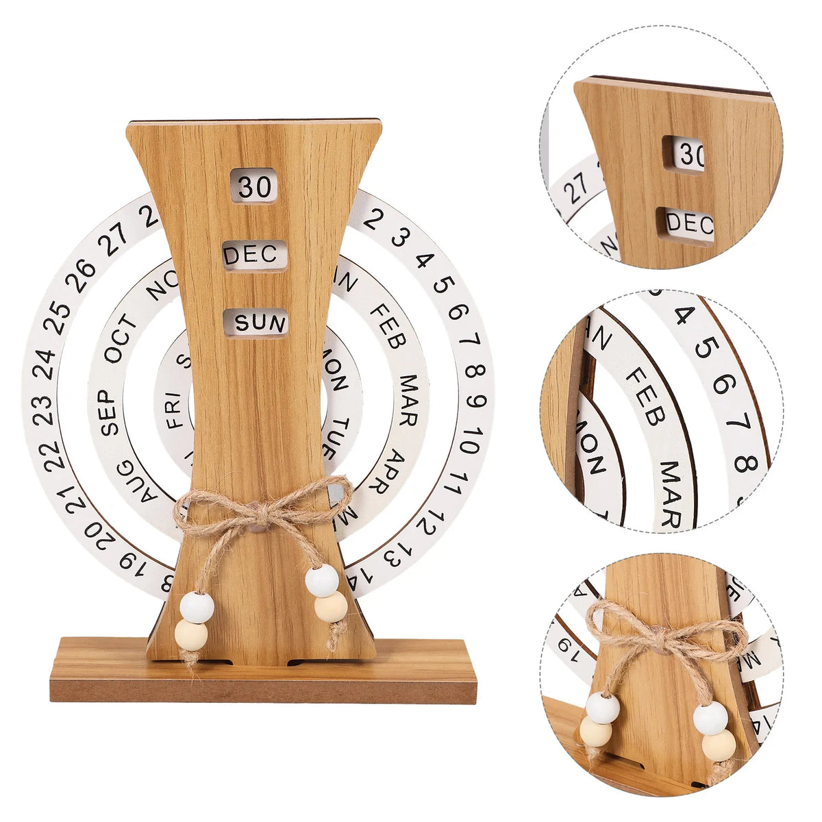 Calendário Perpétuo de Madeira Elegante para Mesa