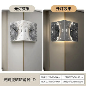 Criativo dupla face relógio de parede, lua relógio luminoso, luz de controle remoto, pintura decorativa, canto, novo, 2024